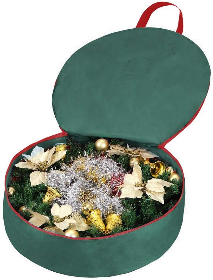 Primode Christmas Wreath Storage Bag - 30" Artificial Wreath Container - Durable 420D Oxford - 2 Pack, Green