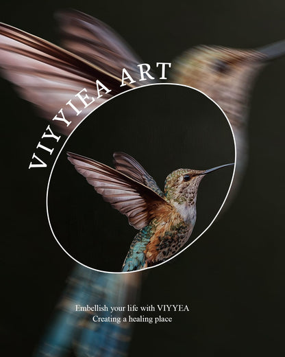 VIYYIEA Gold Framed Canvas Wall Art - Dark Hummingbird Photo Print for Living Room & Bedroom | 12x16 Inch