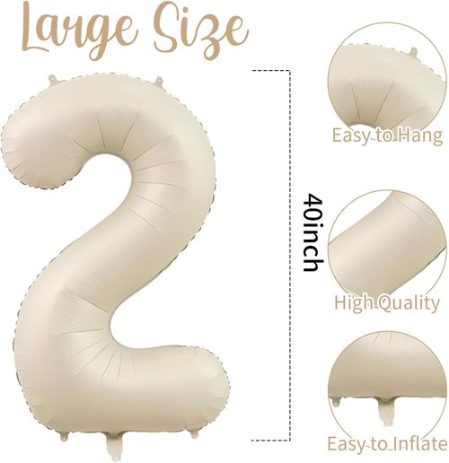 Big Foil 21 Balloon - 40 Inch Cream White Number for 21st Birthday & Anniversary Celebrations