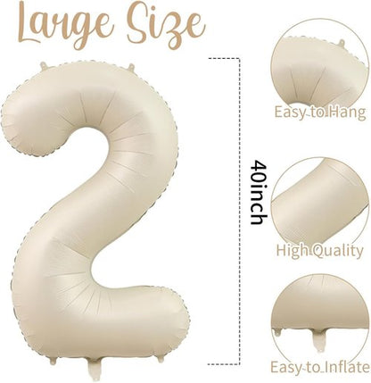 Big Foil 21 Balloon - 40 Inch Cream White Number for 21st Birthday & Anniversary Celebrations