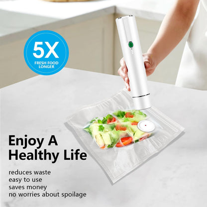 Skiennix Handheld Vacuum Sealer - Compact Food Preservation with 30 Reusable Bags | Easy to Use