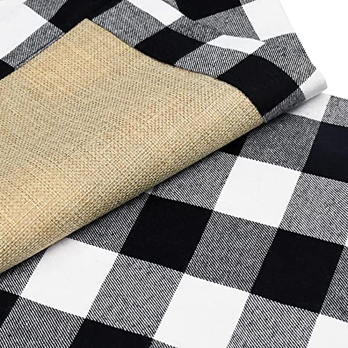Set of 6 Reversible Christmas Placemats - Black & White Buffalo Check