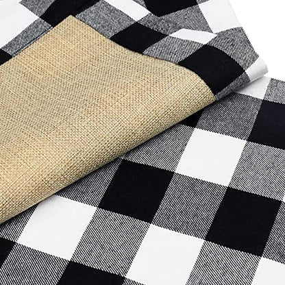 Set of 6 Reversible Christmas Placemats - Black & White Buffalo Check