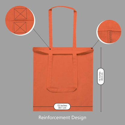 TOPDesign 16"x15" Orange Cotton Tote Bags - 24-Pack Lightweight Reusable Grocery Bags for DIY & Promotions