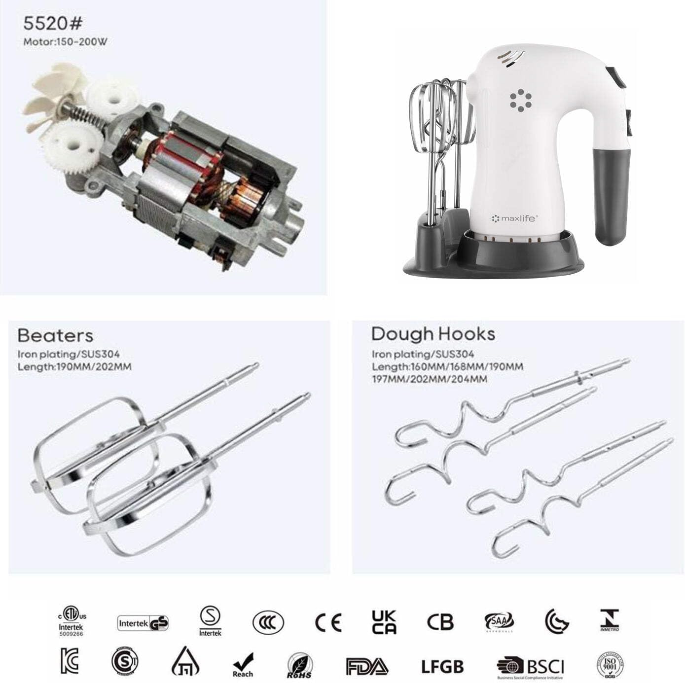 Regine Switzerland 5-Speed Electric Hand Mixer - Powerful Performance With Beater Stand, White
