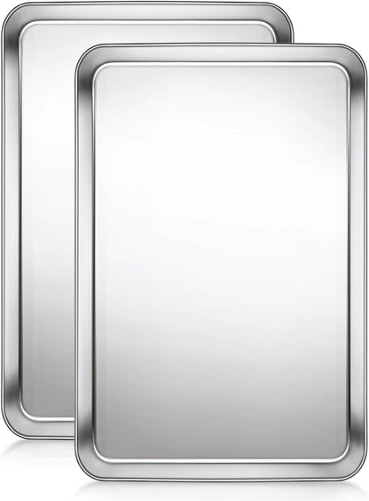 Terlulu Stainless Steel Baking Sheet Set - Nonstick Cookie & Half Sheet Pan, 2-Piece 17.3'' x 12.3''