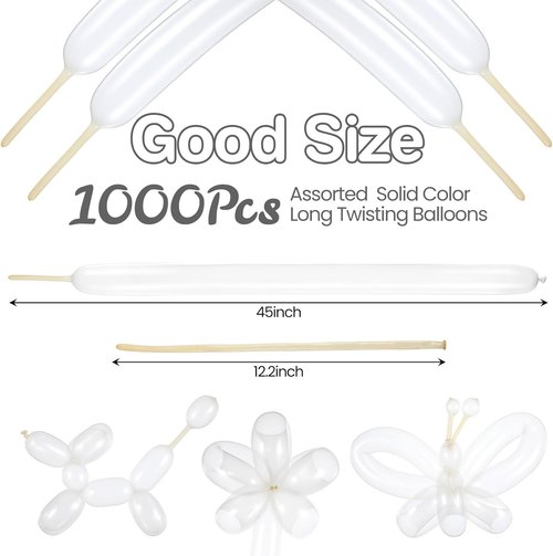 Lenwen 1000 Pcs Long Latex Twisting Balloons - Perfect for Birthday, Wedding & Party Decorations