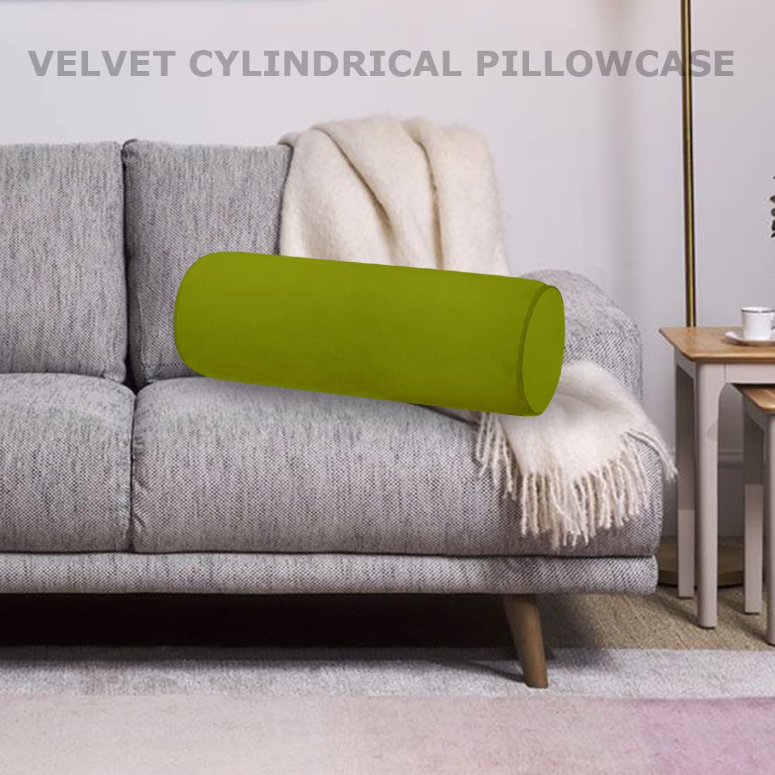 Neck Roll Pillowcases Velvet Cylindrical Pillow Covers 16"x6" with Hidden Zipper for House Home Decor Neck Roll Pillow Cervical Neck Roll Memory Pillow Cylinder Round Cushion (Light Green, 16x6)