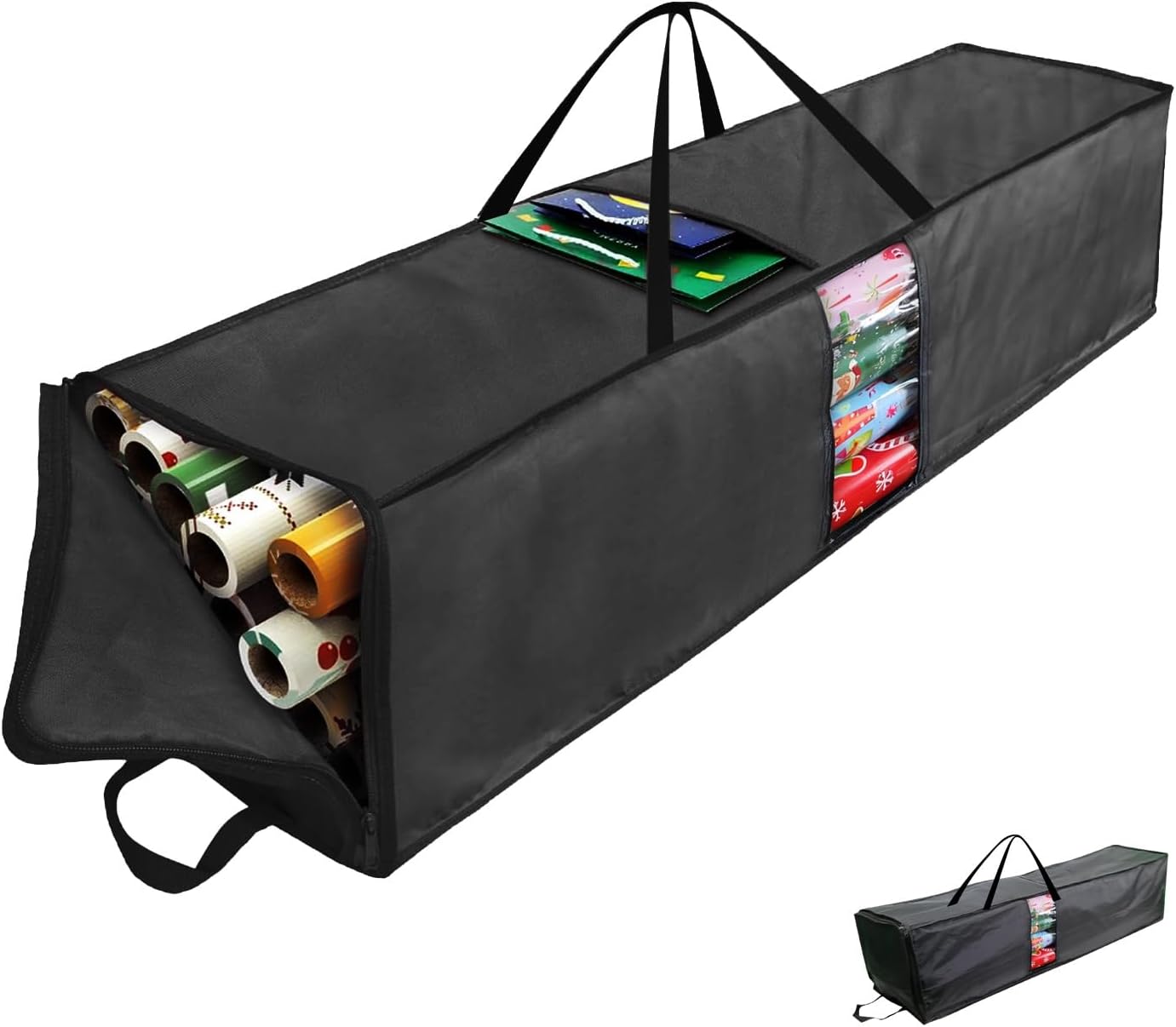 Newbob Gift Wrapping Storage Bag - Heavy Duty Waterproof Organizer for Up to 30 Rolls, 41" with Zipper & Pockets