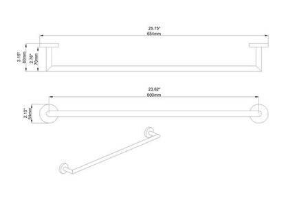 BUVELOT Towel Racks for Bathroom, Chrome Towel Bar, Wall Mounted Towel Holder, Modern Hotel Style Bath Towel Rail, Brass, 077070-CR Leo Series