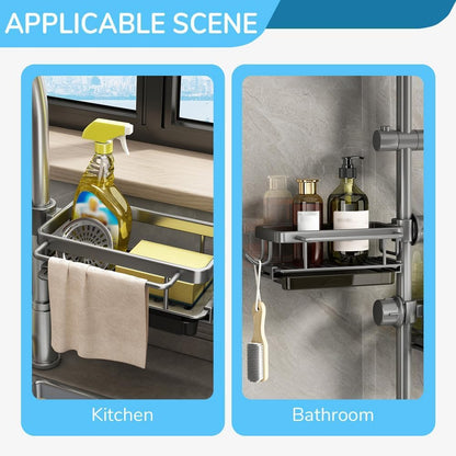 Skiennix Kitchen Sink Faucet Organizer - 2024 Upgraded Adjustable Sponge Holder | Black Right