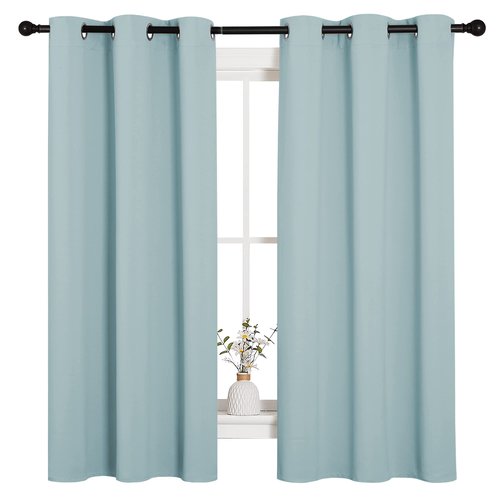 NICETOWN Room Darkening Curtains and Drapes, Sky Blue Window Treatment Thermal Insulated Solid Grommet Top Curtains/Drapes for Bedroom Living Room (Set of 2, 42 inches Wide by 63 inches Long)