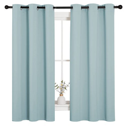 NICETOWN Room Darkening Curtains and Drapes, Sky Blue Window Treatment Thermal Insulated Solid Grommet Top Curtains/Drapes for Bedroom Living Room (Set of 2, 42 inches Wide by 63 inches Long)