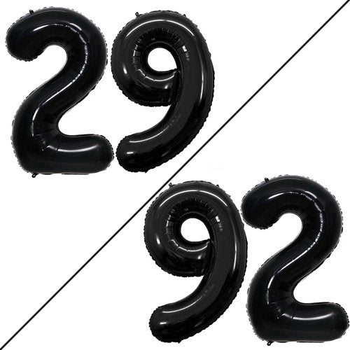 GOER Jumbo 29 Inch Number Balloons - Black Foil Helium Decorations for 29th Birthday Party