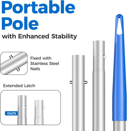 Skiennix Swimming Pool Skimmer Net - 57-Inch Telescopic Aluminum Pole for Fast Cleaning Ponds & Spas