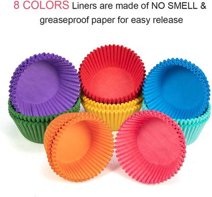 Gifbera Cupcake Liners - Bright Rainbow Solid Color Baking Cups | 400-Count for Perfect Treats