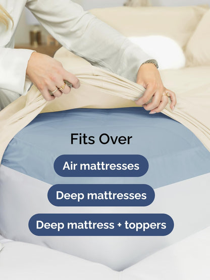 Skiennix Extra Deep Cal King Sheet Set | 6-Piece Breathable Cooling Bedding - Soft, Wrinkle-Free Off White