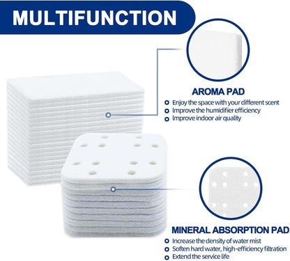 Top-Fill Humidifier Replacement Filters 20 Pack and Replacement Aroma Pads 20 Pack - Compatible with LEVOIT LV600HH, LV600S, OasisMist450S, OasisMist600S - Descaling Pads, White