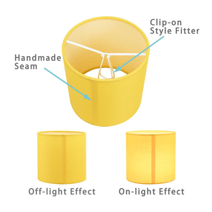 LAMPWELL LEBE Yellow Clip on Chandelier Lamp Shades Set of 6,Small Lamp Shades Clip on bulb,5.2"×5.2"×H5.2",Fabric Mini Drum Lamp Shade,Handmade,FOR CANDLE BULB AND SMALL GENERAL BULB