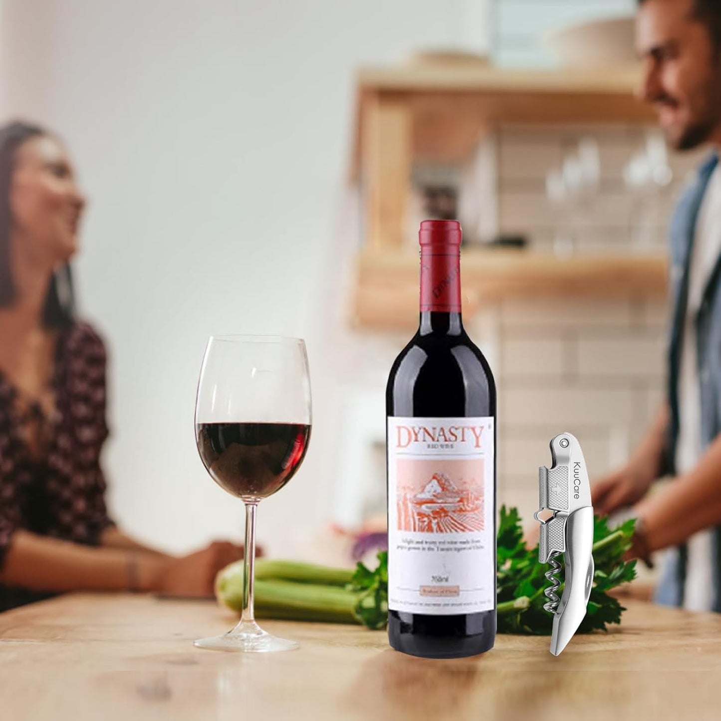 Wine Opener Waiter Corkscrew, Premium 420 Stainless Steel Wine Bottle Opener with Foil Cutter & Cap Remover, Double Hinged Manual Wine Key for Bartenders, Servers, Waiters and Home Use, Silver