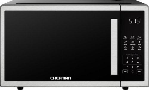 Chefman Microwave Oven - 1.1 Cu. Ft. Capacity, 1000 Watts, 10 Power Levels & Child Safety Lock - Stainless Steel