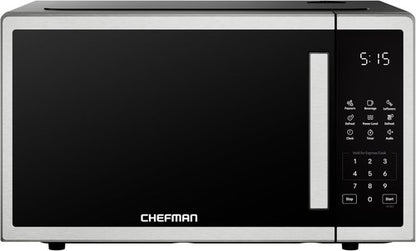 Chefman Microwave Oven - 1.1 Cu. Ft. Capacity, 1000 Watts, 10 Power Levels & Child Safety Lock - Stainless Steel