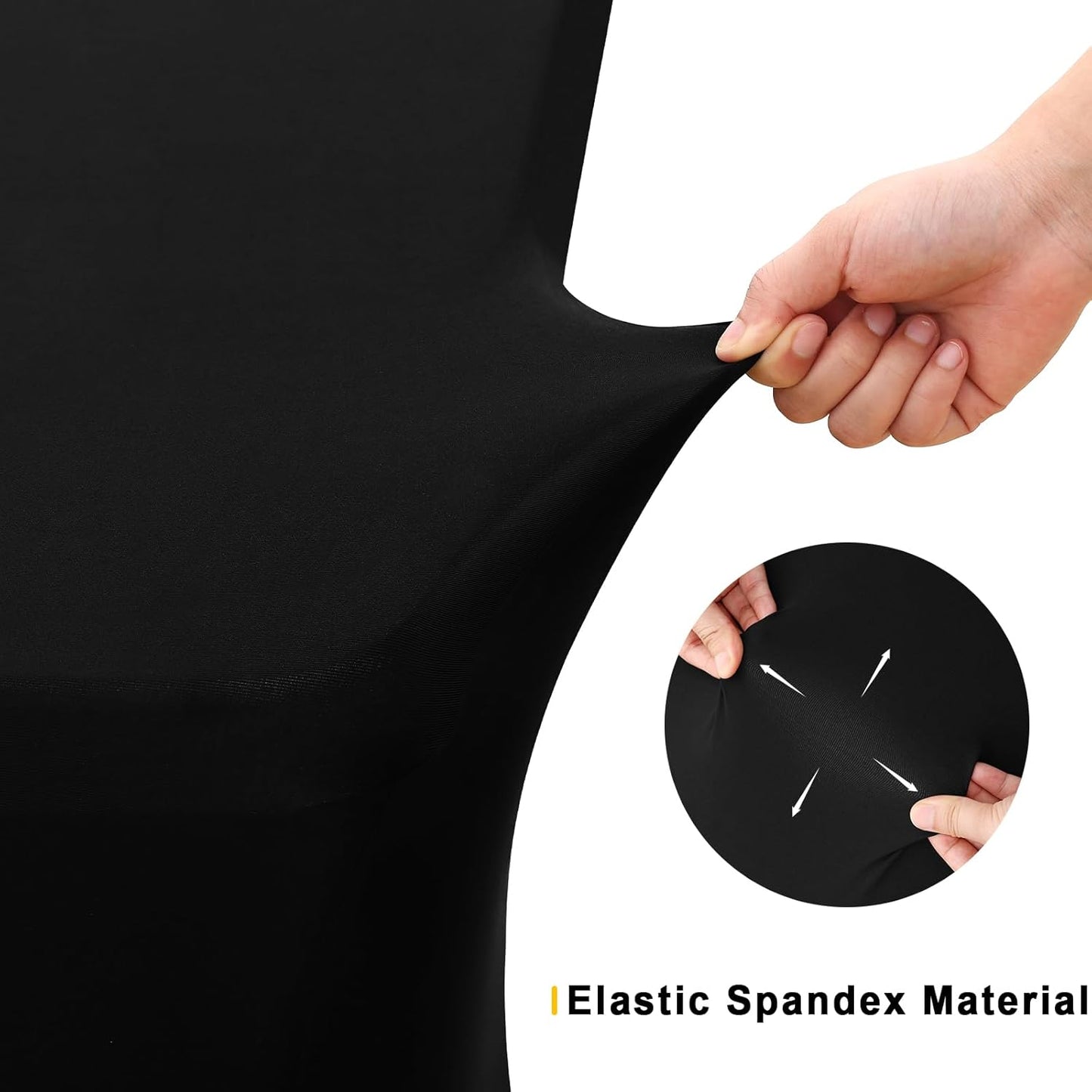 Smiry Spandex Table Cloth - 2 Pack Elastic Fitted Stretch Covers | Washable & Wrinkle-Free (Black, 48"x30"x30")