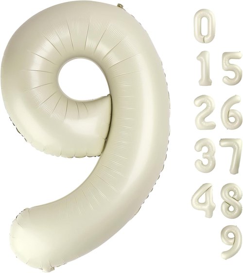 40 Inch Cream White Number 9 Balloon - Perfect for Birthday, Engagement, Wedding & Graduation Celebrations