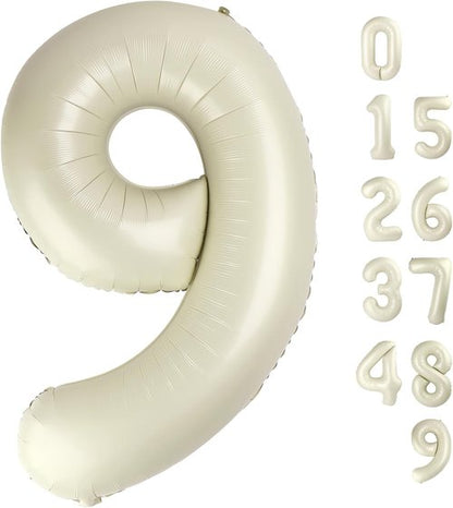 40 Inch Cream White Number 9 Balloon - Perfect for Birthday, Engagement, Wedding & Graduation Celebrations