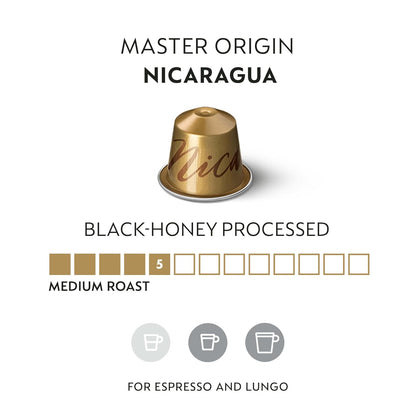 Nespresso Nicaragua Master Origin Coffee Capsules - Medium Roast, 50 Count Pods for Rich Flavor