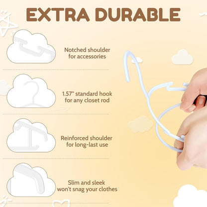 VILICK Kids Plastic Hangers - Non-Slip Baby Clothes Hangers for Infants | 50 Pack, White