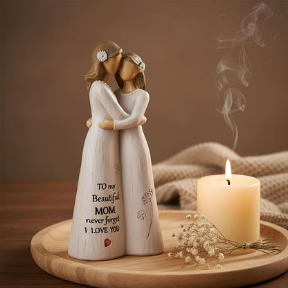 NAN ZAI NAN FANG Mother Daughter Figurine - Hand-Painted 5.5" Resin Sculpture for Home Decor | Perfect Gift for Moms