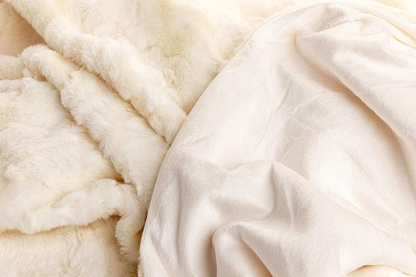 Outrageously Soft Blanket - Ultra Plush Minky Faux Fur Blanket - Ivory Twin