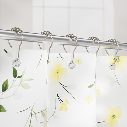 Amazer Shower Curtain Hooks, Decorative Rust Proof Stainless Steel Shower Curtain Hooks for Bathroom Shower Rods Set of 12, Polished Nickel