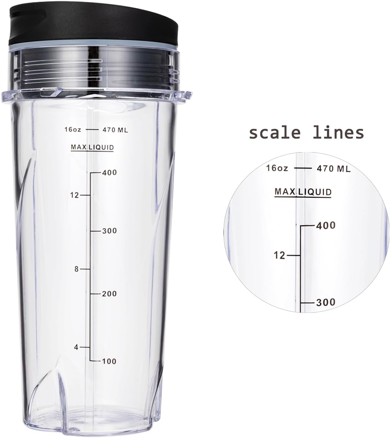 Ninja Blender Cups - 16oz Replacement for QB3001SS, QB3000SS, BL660, BL770, BL780 | 2 Pack with Lids
