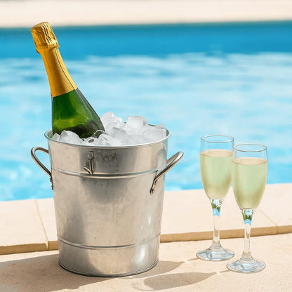 YOUEON 4 Liter Ice Bucket with Scoop and Lid, Double Walled Insulated Ice Bucket for Parties, Cocktail Bar, Wine Chiller, Beverage Tub with Carry Handles, Indoor & Outdoor Use, Silver
