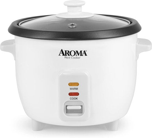 Aroma Housewares Rice Cooker - 6-Cup One Touch & 4-Cup Automatic Warm Mode, White (ARC-363NG)