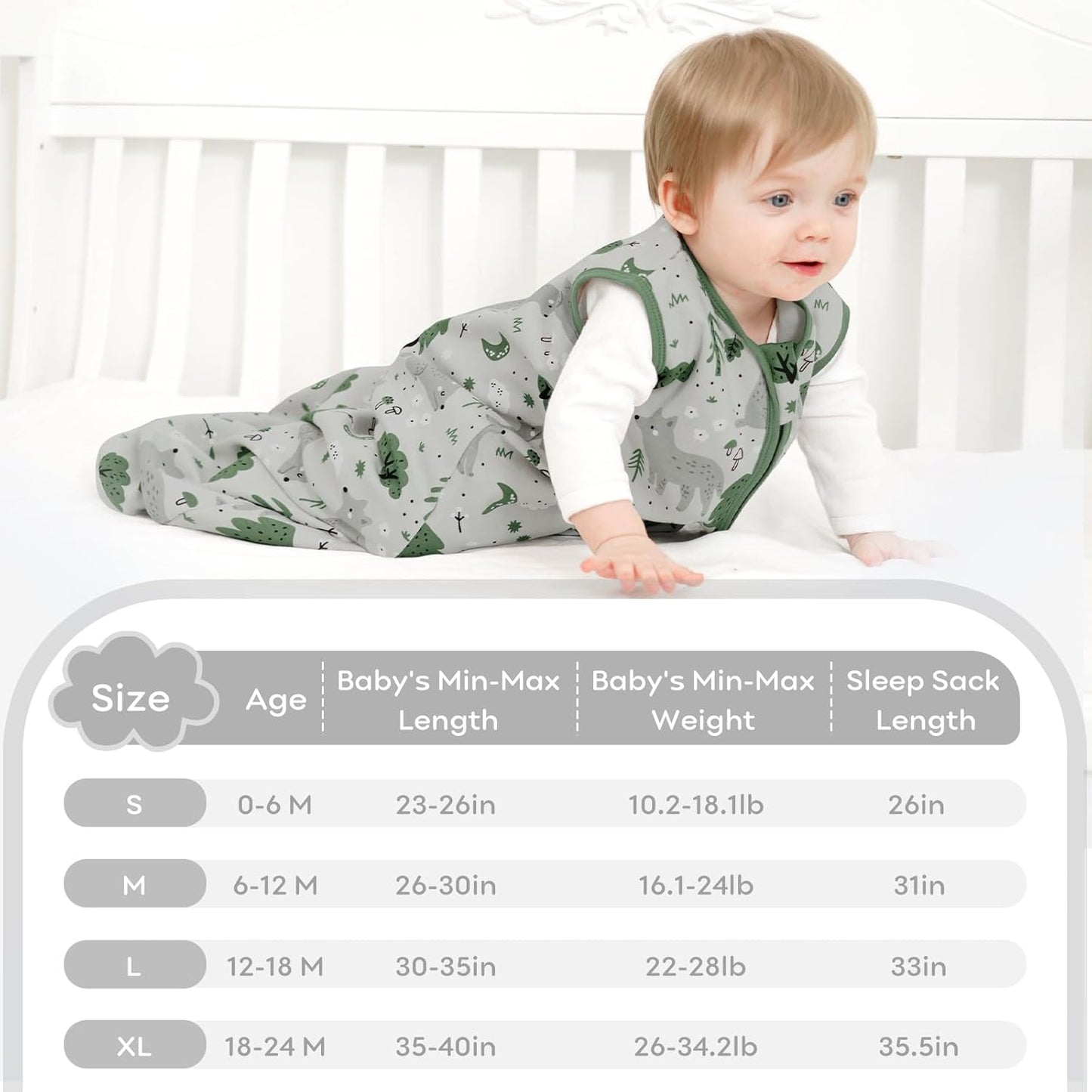 Yoofoss Baby Sleep Sack - 100% Organic Cotton Wearable Blanket | 2-Way Zipper, 3-Pack for 6-12 Months