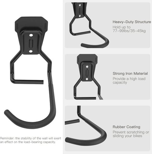 Housolution Bike Wall Mount Rack - Heavy Duty Vertical Storage Solution | 4 Pack with Easy Hang/Detach Design