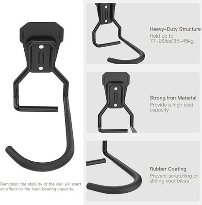 Housolution Bike Wall Mount Rack - Heavy Duty Vertical Storage Solution | 4 Pack with Easy Hang/Detach Design
