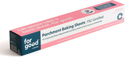 Parchment Paper by For Good | 24 Pre-Cut Half Sheets - Unbleached, Non-Toxic & Oven-Safe