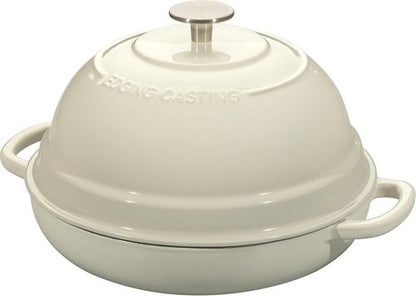 EDGING CASTING Enameled Cast Iron Dutch Oven - 6 Quart Round Pot for Perfect Sourdough Baking | White