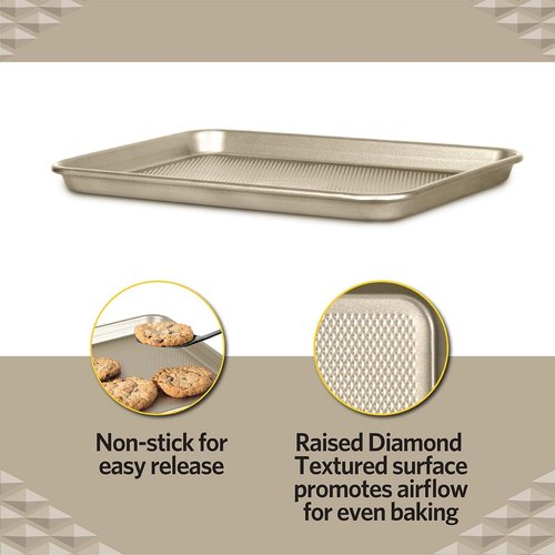 Glad Premium Nonstick Cookie Sheet - Heavy-Duty Baking Pan with Raised Diamond Texture, Medium Size