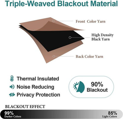 ChrisDowa Blackout Curtains - Thermal Insulated Room Darkening Panels, 108 Inches Long, Cappuccino (Set of 2)