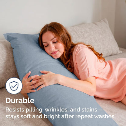 Skiennix Body Pillowcases Set of 4 | Soft & Breathable 20x54 Long Pillow Covers - Fade-Free & Machine Washable - Heathered Blue