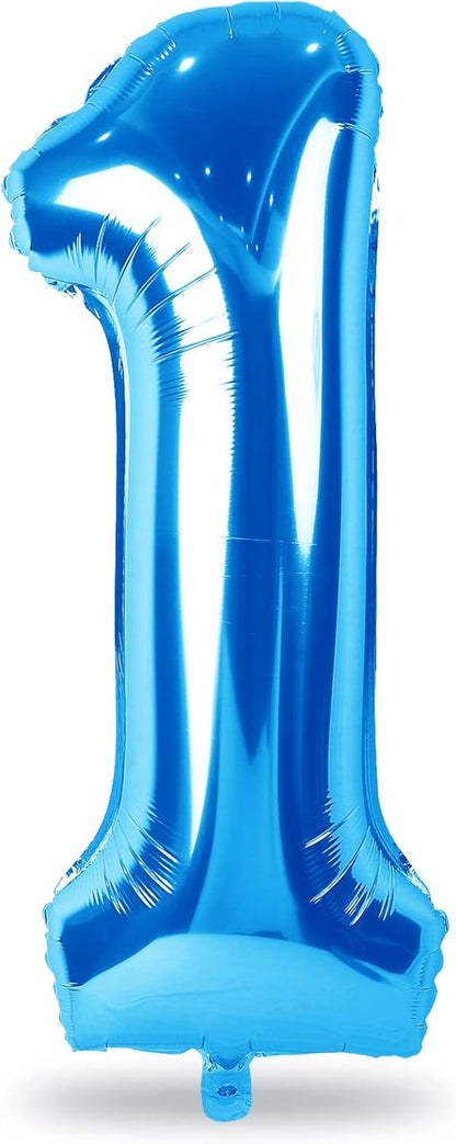 Skiennix 40'' Blue Number 1 Balloon - Giant Self-Inflating Foil for 1st Birthday & Baby Shower Decor