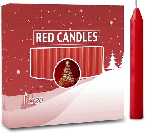 20pcs Christmas Tree Candles by [Brand Name] - Festive Decorations - 4 Inch x 0.5 Inch - 1.5 Hour Burn Time - Red