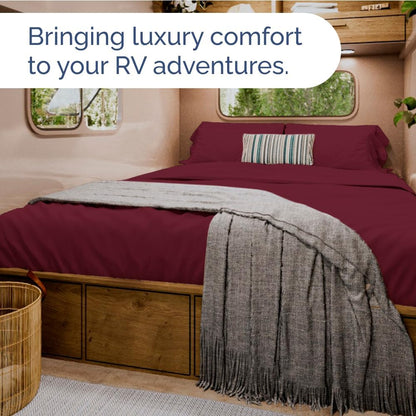 Skiennix Short Queen Size 4-Piece Sheet Set - Soft, Breathable & Cooling Bed Sheets with Deep Pockets - Hotel Luxury Bedding in Burgundy