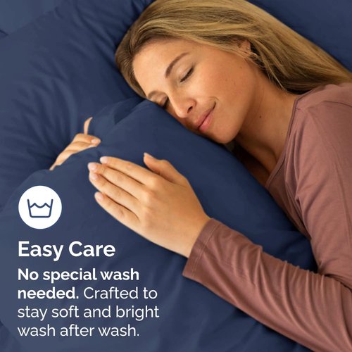 King Standard Pillow Cases Set of 2 - Soft Hotel Quality Pillowcase Covers - Comfy, Cozy & Fade Free - Wrinkle Resistant - Machine Washable Pillow Protectors - 2 Piece Set - King Standard Navy Blue