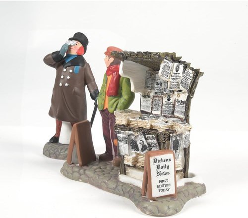 Department 56 Dickens' Village London Newspaper Stand Accessory Figurine Set - 3.2 Inch, Charming Decor